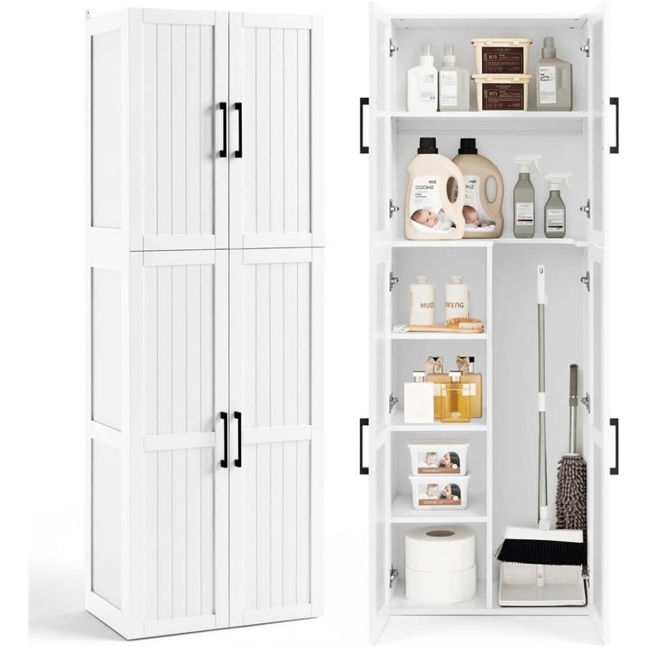 Armoire de rangement haute avec etageres reglables, meuble polyvalent 60 x 37 x 175,5 cm, blanc