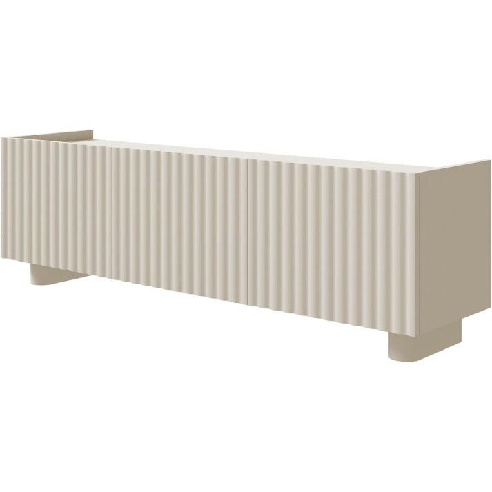 Meuble TV cachemire avec gestion des cables, rangements int¨¦gr¨¦s et finition ¨¦l¨¦gante
