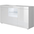 Buffet blanc avec ¨¦clairage LED, meuble multifonction pour salon ou salle ¨¤ manger, largeur 135 cm