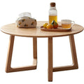 Table basse ronde en ch¨ºne massif avec pieds inclin¨¦s et style contemporain