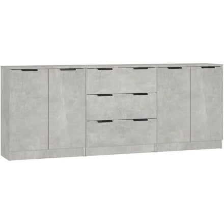 Ensemble de trois buffets de rangement pour int¨¦rieur, finition gris b¨¦ton moderne