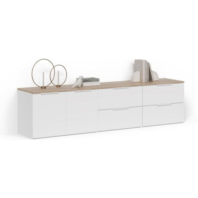 Ensemble mural de salon en trois modules avec finition blanc et ch¨ºne Sonoma
