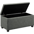 Banc de rangement rembourr¨¦ avec coffre int¨¦gr¨¦, meuble d'entr¨¦e ou chambre, style lin gris fonc¨¦, 91 cm