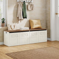 Coffre de rangement style campagne en bois blanc et brun, banc multifonction 150 cm