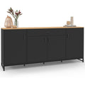 Buffet 180 cm avec 4 portes et 1 tiroir, meuble de rangement bois et noir